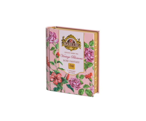 Mini Tea Book -Vintage Blossoms - Rose Fantasy - 5 Pyramid Tea Bags - Image 3