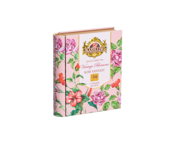 Mini Tea Book -Vintage Blossoms - Rose Fantasy - 5 Pyramid Tea Bags - Image 2