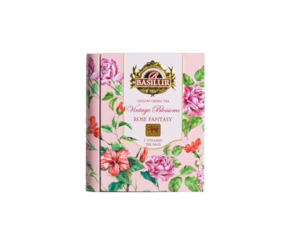 Mini Tea Book -Vintage Blossoms - Rose Fantasy - 5 Pyramid Tea Bags
